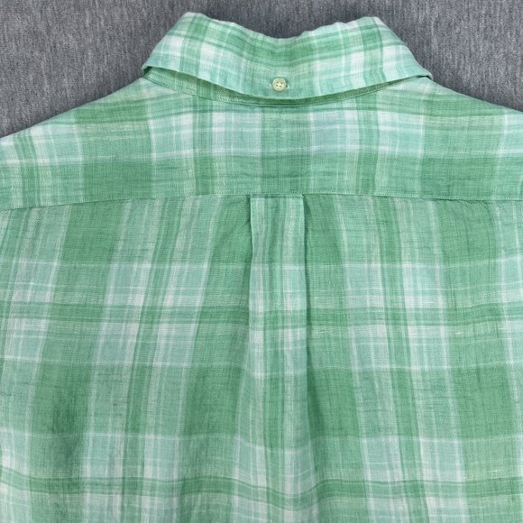 Ralph Lauren Linen Shirt Mens L Long Sleeve Button-Down Classic Fit Green Plaid - Picture 5 of 12